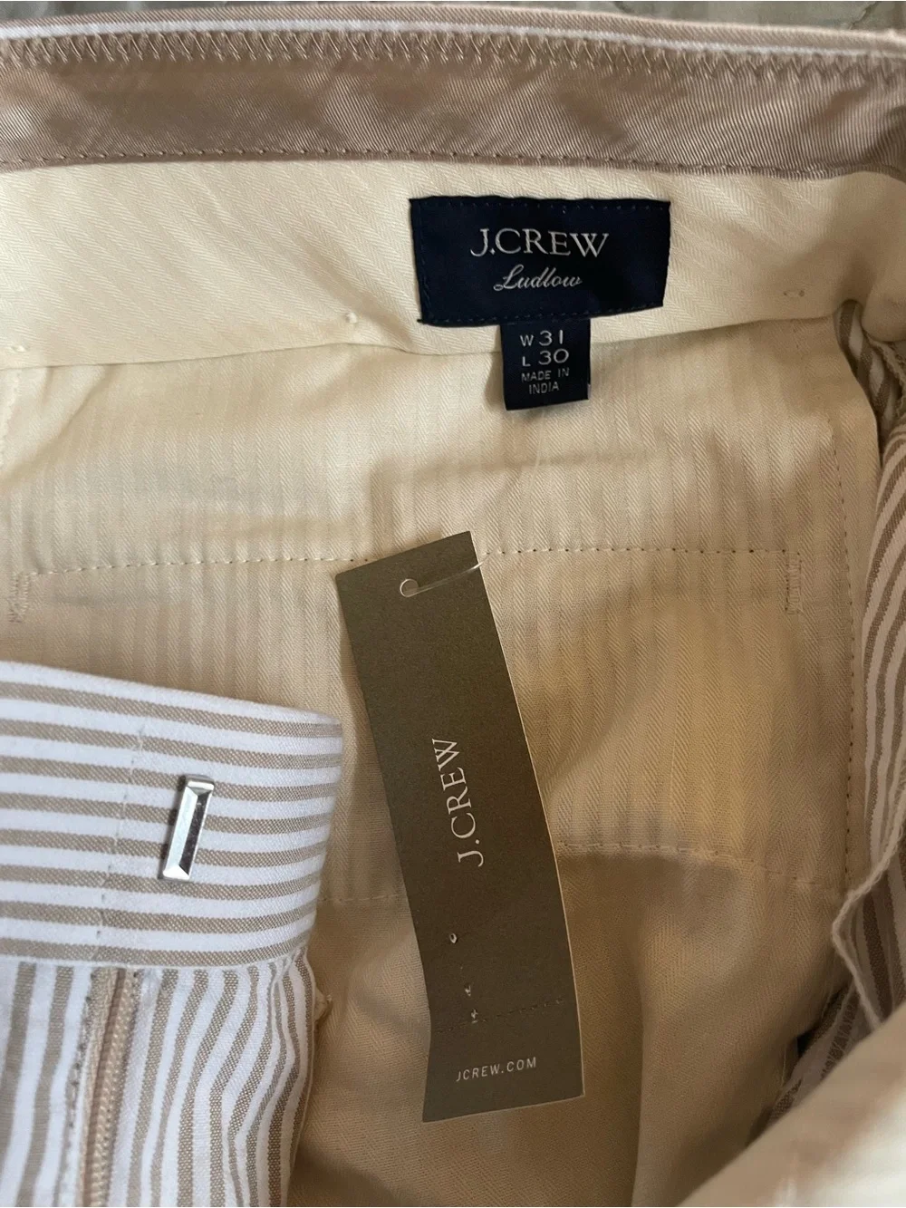 J. CREW Ludlow Slim-fit suit pant in cotton seersucker Size 31 NWD $218 CR095